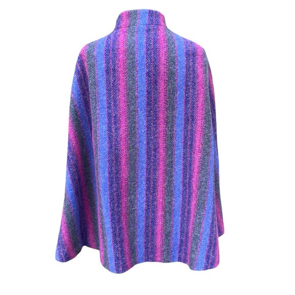 Vintage Hourihan Dublin Wool Striped Cape Poncho Boho Chic 70s Avant Garde-OS - Picture 12 of 16